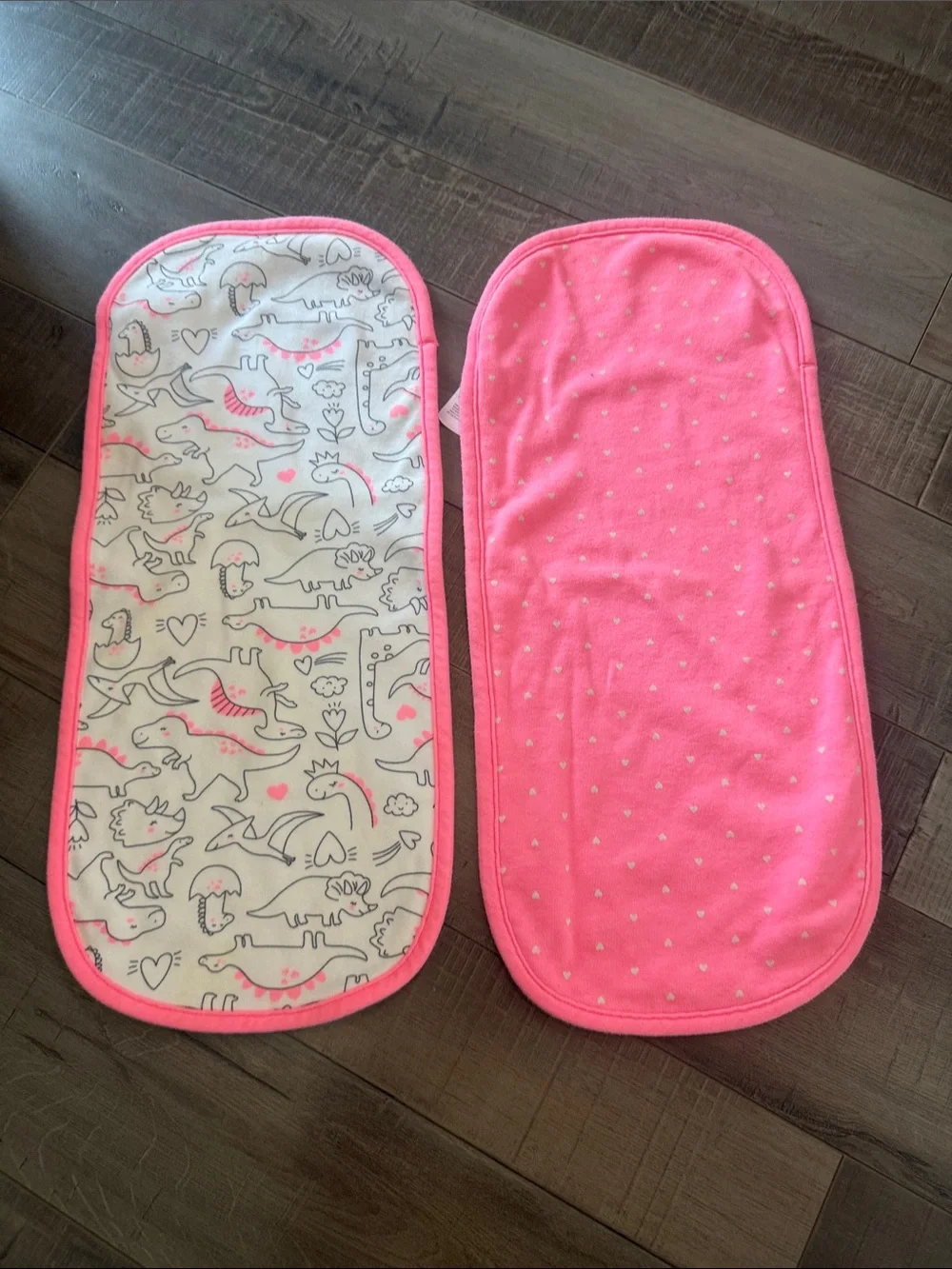 Carter's Baby Burp Cloths Set - Pink, Gray, White & Green Frog Prints